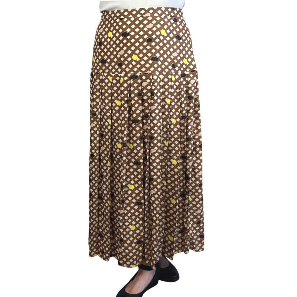 Ted Baker Yaniss Graphic Print Dropped Waist Pleated Maxi Skirt Size 5 XL US 12